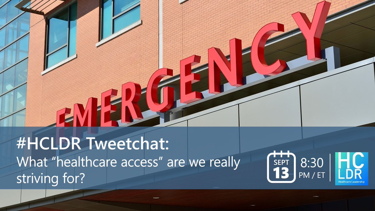 What aspect of healthcare access should be prioritized? What is the most dire need right now? Join the #hcldr weekly tweetchat Tues Sept 13th at 8:30pm ET. See blog for details bit.ly/3d2bnHu