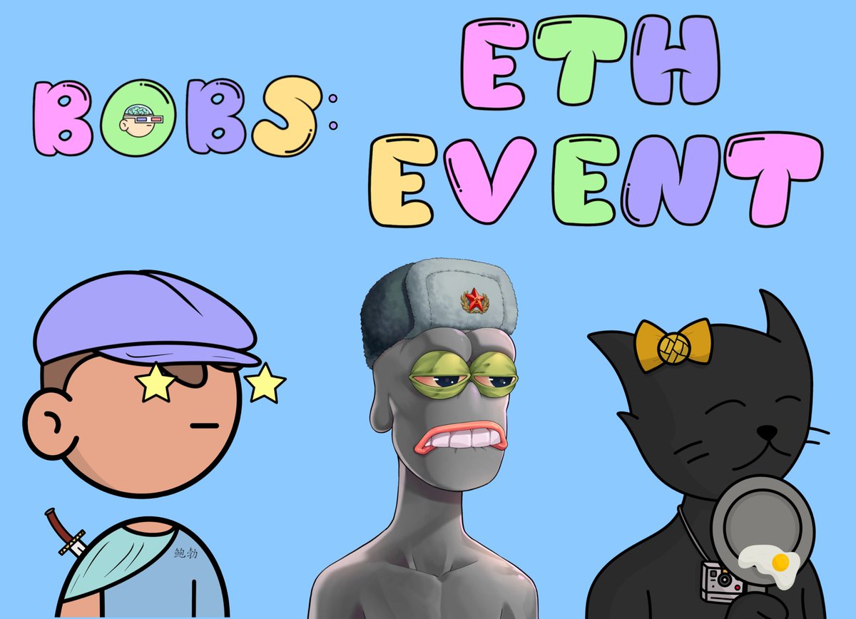 BOBS NFT (SOLD OUT) (@blockchainobust) on Twitter photo 🎉BOBS ETH EVENT IS BACK🎉
We are giving away:
RAYC 8746 
FELINE FIEND 785
BOB 5020 
And more!🔥 
Must hold a BOB to be eligible, details in our discord 😆👀  opensea.io/collection/bob… 🎉BOBS ETH EVENT IS BACK🎉
We are giving away:
RAYC 8746 
FELINE FIEND 785
BOB 5020 
And more!🔥 
Must hold a BOB to be eligible, details in our discord 😆👀  opensea.io/collection/bob…