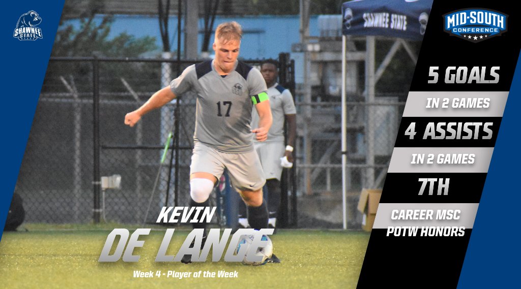MidSouthSports's tweet photo. Congratulations to @SSUBears's Kevin de Lange on earning Men's Soccer Player of the Week! https://t.co/bjGgWaQgRj