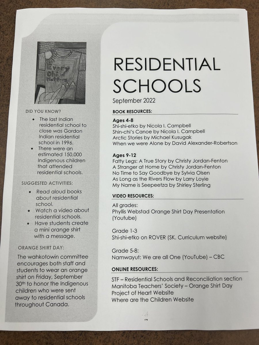 wesaquje's tweet photo. Here is a resource list I shared with my teacher colleagues in preparation for the National Day for Truth and Reconciliation on September 30. #TRC https://t.co/SY3I2FKeKs