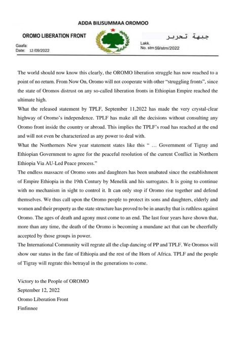 FitsumAyele18's tweet photo. The endless saga of marriage/divorce between the so called “Liberation Fronts” has ended in an acrimonious divorce again. In this latest circus, OLF got played by TPLF again. Letter sent by one clown to another clown🤡😆  #SayNoMore #DisarmTPLF @DanielsonKassa1 #DisarmTPLFNow https://t.co/hcFB5y5bai