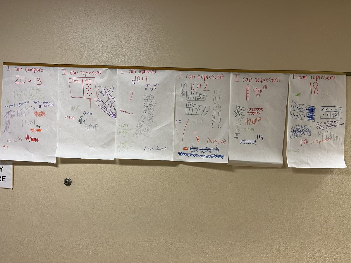 Julie56739673's tweet photo. Love that our 1st grade teachers are planning engaging experiences using the #lead4ward playlist activities. Our students loved doing their Tour of Knowledge on place value! Look at those I Can statements! @DISDGatorsLearn #DisdElemMath #JSESMathFun https://t.co/c1YPBLw1N9