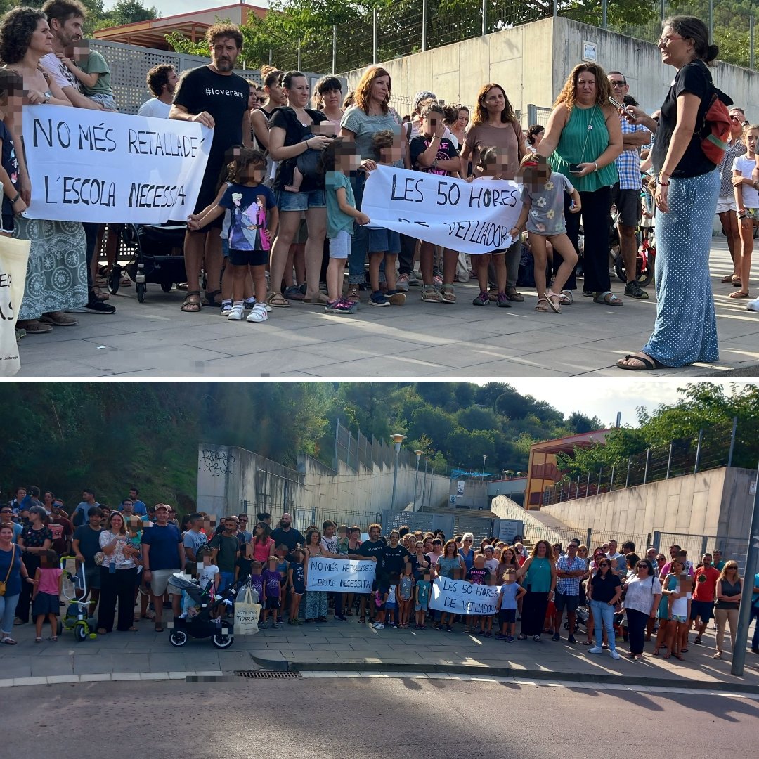 BonichMaria's tweet photo. Avui tot el col·lectiu educatiu de l'escola Sant Climent ha fet història. Junts hem manifestat el nostre desacord davant la retallada de @educaciocat d'hores de vetllador/a. Volem una #escolainclusivareal, els drets dels infants NO es toquen @JosepGCambray https://t.co/f1OCBBQvej