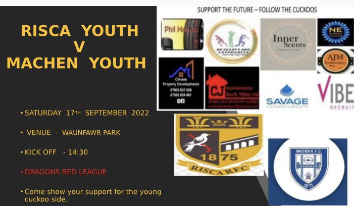 This Saturday we welcome <a href="/MachenYouth/">Machen RFC Youth</a> to Waunfawr  Park for a Dragons Red League game. The boys are looking forward to another enjoyable and tough game, come show your support! Big thank you to our sponsors much appreciated #uppayoof #crazygang