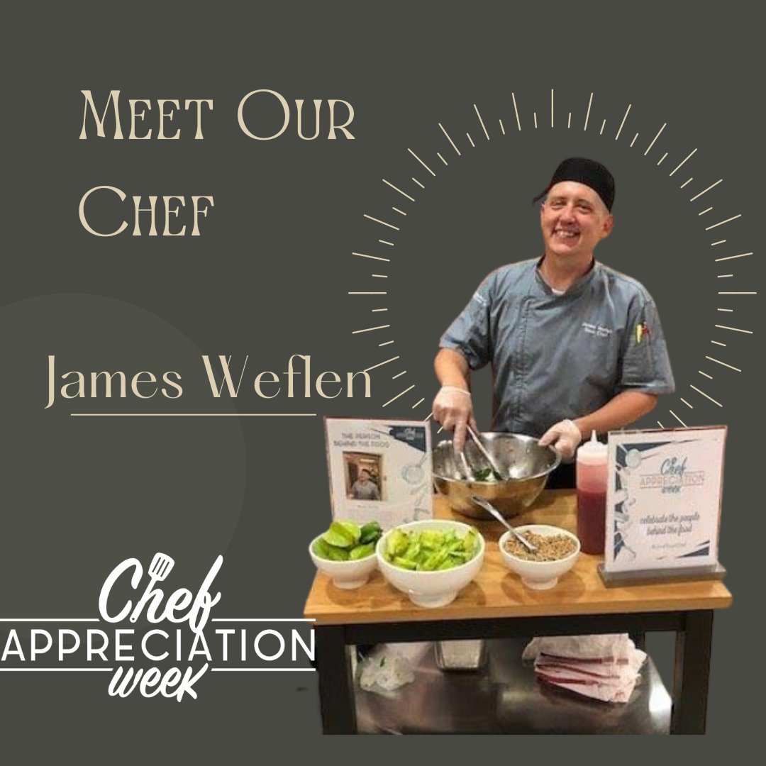 foodatue's tweet photo. Guess what this week is... Chef Appreciation Week!!
Meet Chef James Weflen โ Executive Chef
Check out our Instagram, @FoodatUE, to see Chef James' full bio
#ChartwellsHE @WELoveOurChef #ACES https://t.co/cmcigZpDLk
