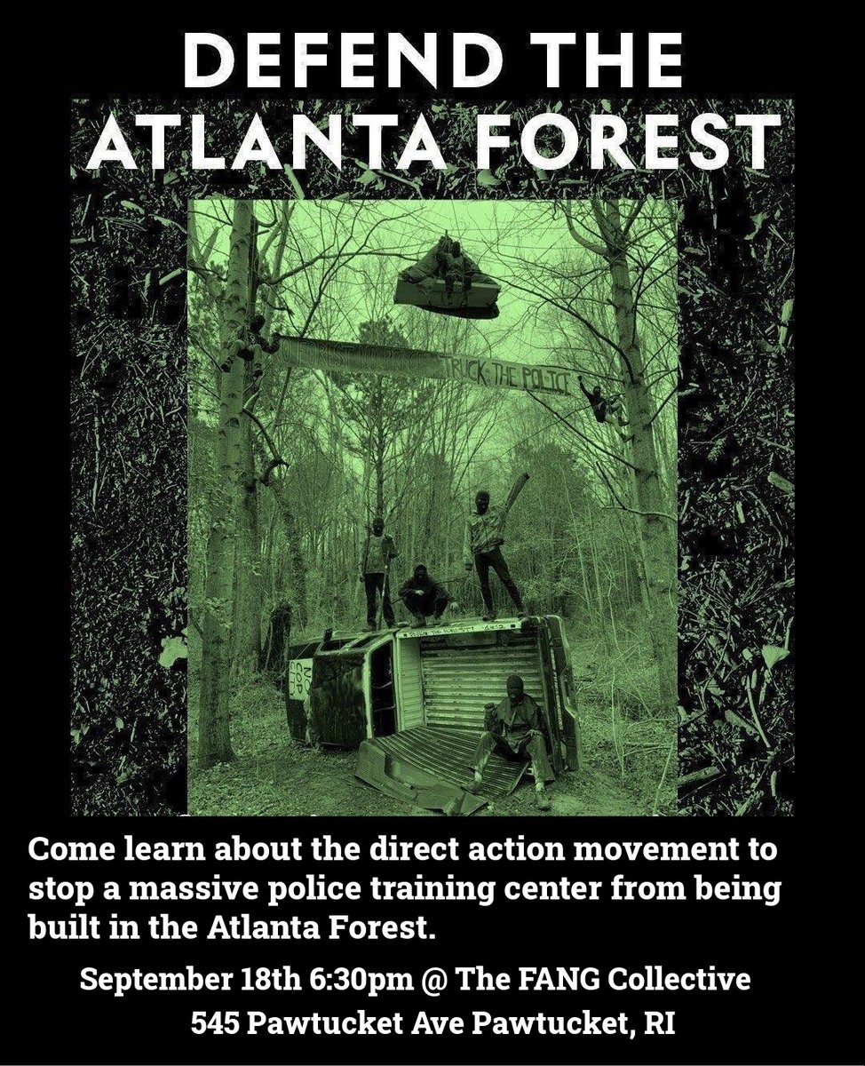 This Sunday at our office - come hear from <a href="/defendATLforest/">Defend the Atlanta Forest/Stop Cop City</a> organizers about the direct action movement to #StopCopCity