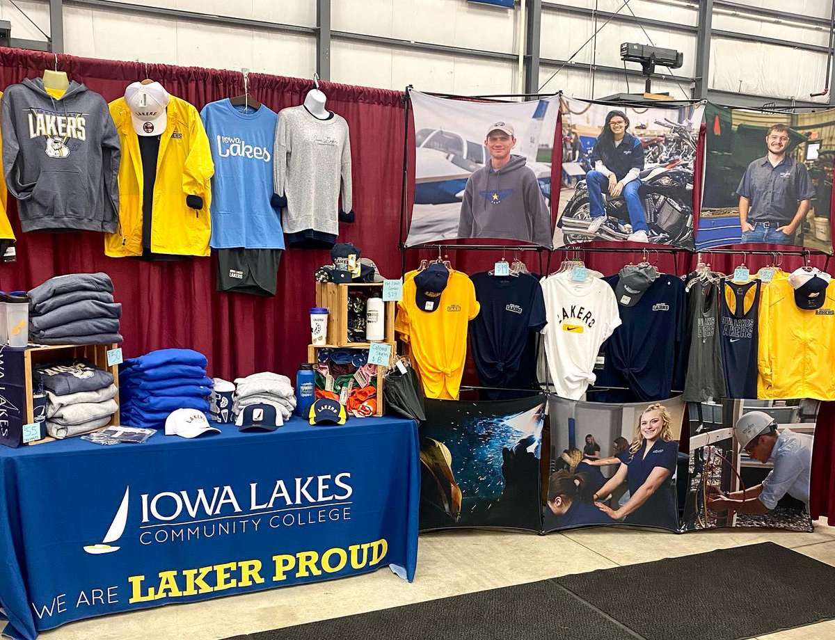 Check out all of this Iowa Lakes gear when you stop to see us at the Clay County Fair this week. We are located in the Events Center and can’t wait to see all of you! #claycountyfair #lakerproud