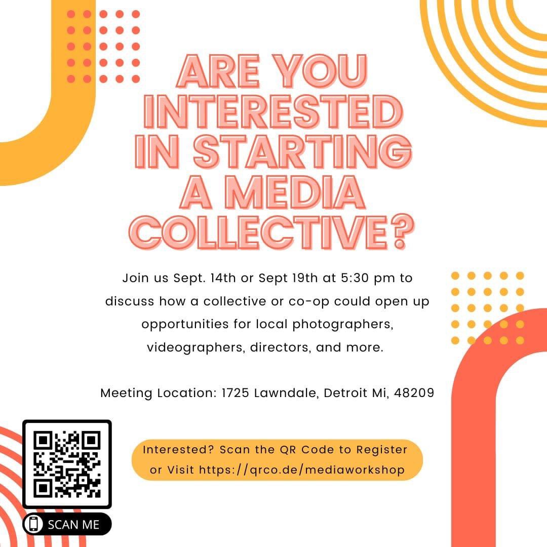Nyasia412's tweet photo. Grace in Action Detroit is exploring the idea of starting a Media co-op of Southwest and Detroit media artists like photographers, videographers, directors, and more to help build a team of local creatives who support each other. #SWDetroit #Detroit https://t.co/iT7yTJCjAm https://t.co/OQDmU9D4Is