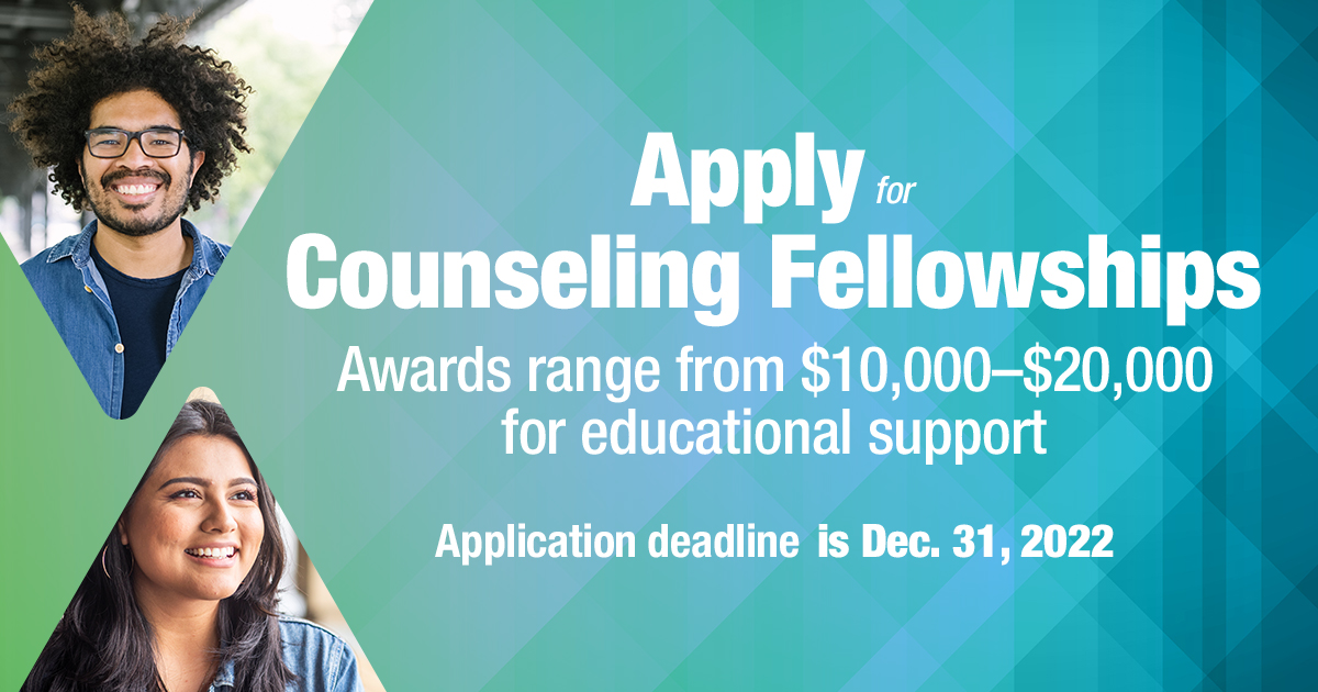 Application season has arrived for the 2023 NBCC Minority Fellowship Program! 

Ninety (90) doctoral- and master’s-level counseling fellowships are available. Awards range from $10,000-$20,000.

The application deadline is Dec. 31, 2022. Apply at nbccf.org/programs/schol…