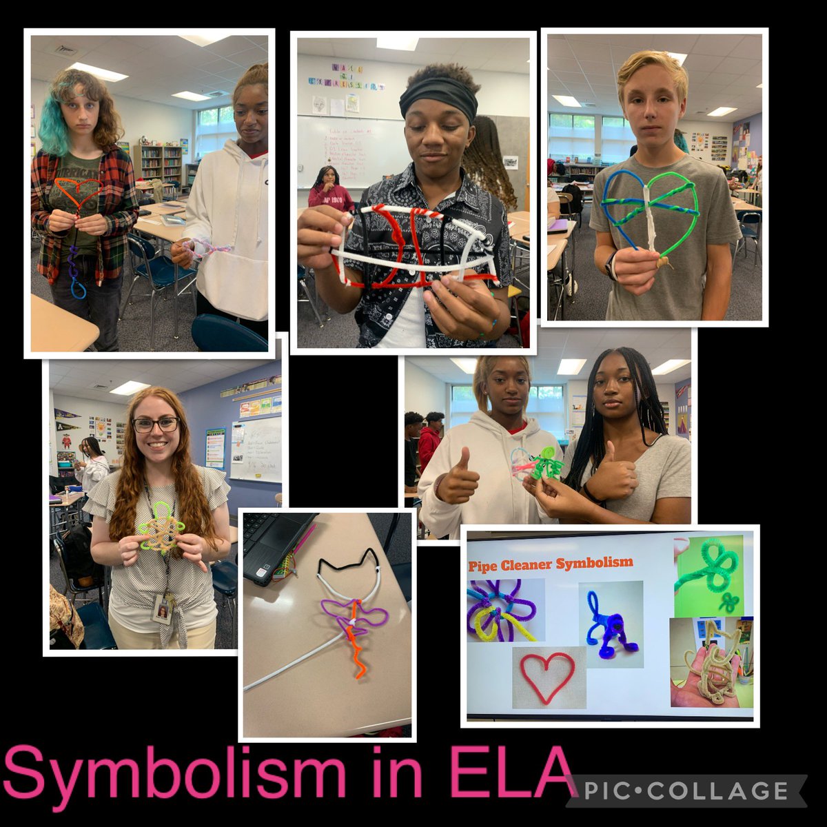 artsygirlmlb's tweet photo. #Creativity happenings in ELA @EMMMSCougars with Ms. Needell’s 8th graders as they use sculptures to show symbolism from the book #InsideOutAndBackAgain https://t.co/TxB196hGIE