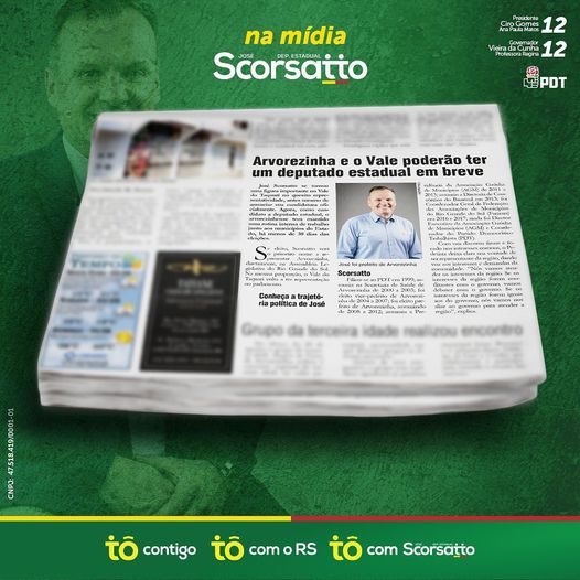 JoseScorsatto's tweet photo. Arvorezinha e o Vale poderão ter um deputado estadual em breve 🗞✅

Destaque do jornal @ecoregional refletindo o sonho da representatividade que tanto buscamos para o Vale.
Te convido a caminhar conosco.

Vamos juntos 1️⃣2️⃣7️⃣7️⃣7️⃣✅ https://t.co/pIbBpl6xBh