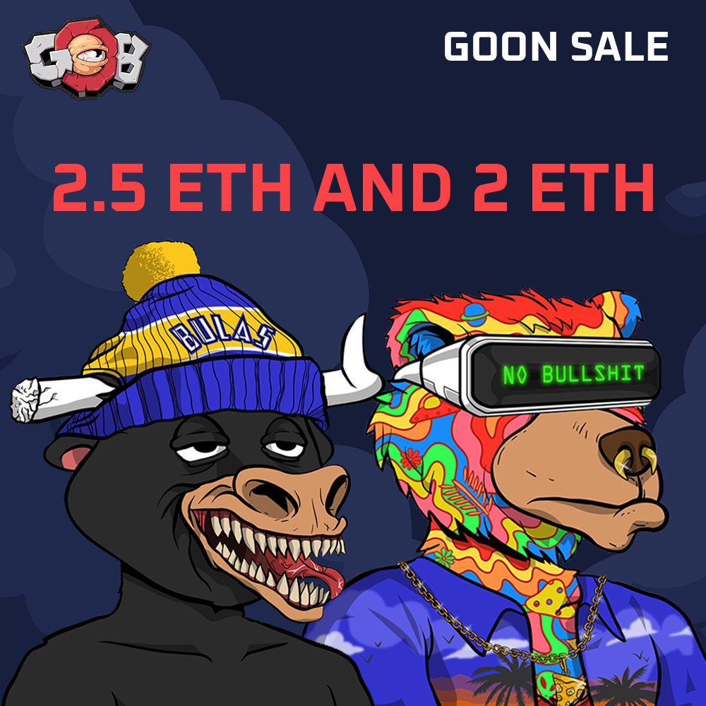 LFGoons's tweet image. You thought things couldn't get more Goonish?
They just DID! 🤯

HUGE congratulations to the new owner of this 0.05% Broken-Horned Bull (Rank #10); AND No BS VR/LSD Bear (Rank #18)🐂🐻#NFTs

WHAT a WAY to secure Goon-Holder Beta access for our #TCG on #NationalVideoGamesDay ⌨️🖱️