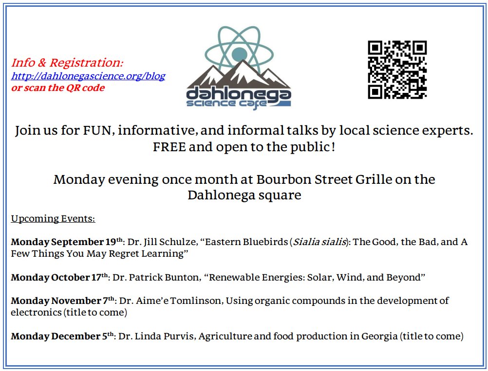 NorthGAScience's tweet photo. See the line up for the #Science Cafe talks coming through the end of 2022 below. The next Science Cafe is a week away on Sept 19!  Reserve your free seat and get more info here: https://t.co/MiUfwYLjri https://t.co/o5nSadZzuv