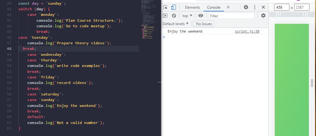 thecodegirlie_'s tweet image. Day 11 of #100DaysOfCode 
Learnt the switch statement today🚀
#100daysofcodechallenge #javascript