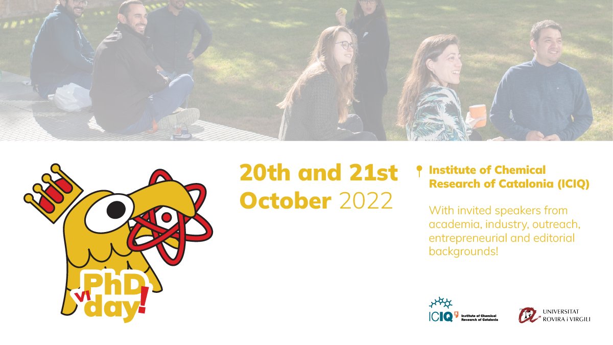 Are you ready for the VIth edition of the PhD Day?

You can attend the conference in 3 different forms:
 
🔹​ Poster presentation
🔹​ 5 minutes-flash communication
🔹​ Only attendance

📅​ When: 20-21/10/2022
📍​ Where: ICIQ
➡️​ Register here: docs.google.com/forms/d/e/1FAI…