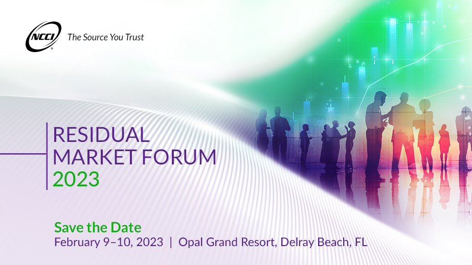 NCCI's tweet photo. Mark your calendar for NCCI's Residual Market Forum 2023. This event provides relevant industry information to carriers and regulators, essential training and more. We look forward to welcoming attendees back in person: https://t.co/nn6m8DXedR #workerscomp https://t.co/30PMJXWdHL
