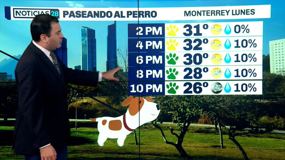 davidfaz's tweet photo. ¿Pensando en pasear al perro? 🦮🐾
Aquí el pronóstico del tiempo para lo que resta de hoy lunes en #Monterrey.
#Clima28 #Noticias28 https://t.co/TsR1pyC20Q