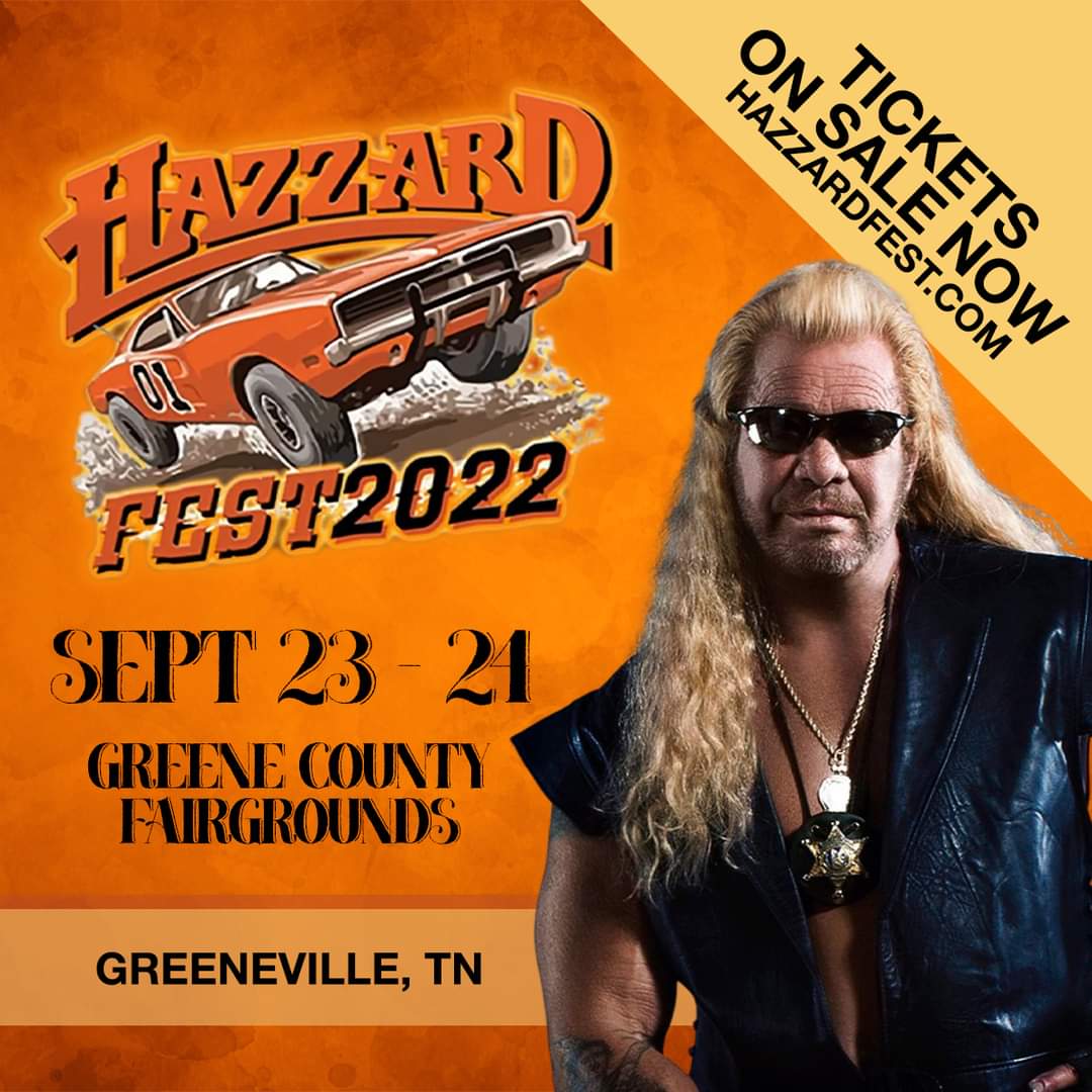 HazzardFest's tweet photo. Less than two weeks away! So many guests are coming this year along with some really great entertainment! #dukesofhazzard #dogthebountyhunter #duanechapman #greenevilletn https://t.co/FL0C56aD09