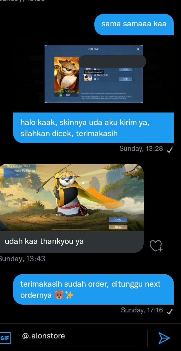 urloveely's tweet photo. 𓇬᮫ 🧸˓ testimoni gift skin ⑅  ָ𓂃݊  ׅ

*⁠。akai - po kungfu panda
*⁠。ling - lord shen kungfu panda

#testiaion https://t.co/LxQMR906O9