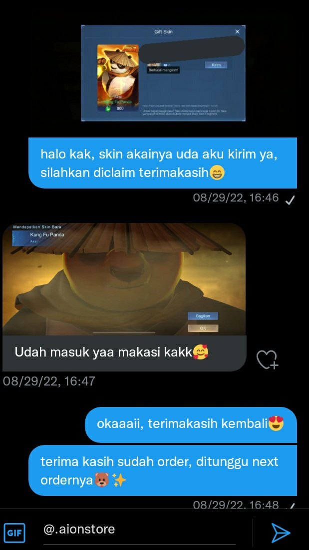 urloveely's tweet photo. 𓇬᮫ 🧸˓ testimoni gift skin ⑅  ָ𓂃݊  ׅ

*⁠。akai - po kungfu panda
*⁠。ling - lord shen kungfu panda

#testiaion https://t.co/LxQMR906O9