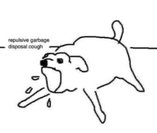 reactjpg's tweet photo. fat dog repulsive garbage disposal cough https://t.co/mQxgrrJiYa