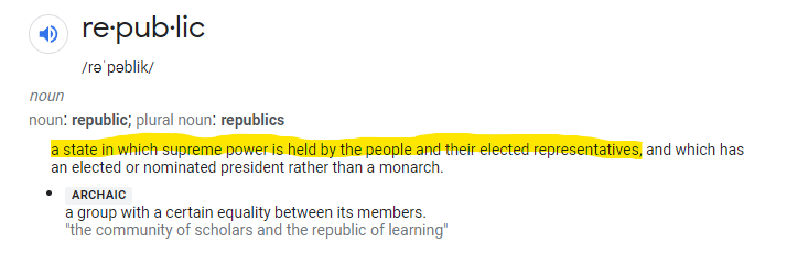 sly1171's tweet photo. @BoCo1977 @Crowsbastidlov1 @laurenboebert A Constitutional Republic *is* a form of democracy. It's just one form of government in which ultimate power belongs to the people. The main distinguishing feature of a Republic is that it has a President rather than a Monarch, as is the case with a Constitutional Monarchy. https://t.co/eDPUpTdSfL