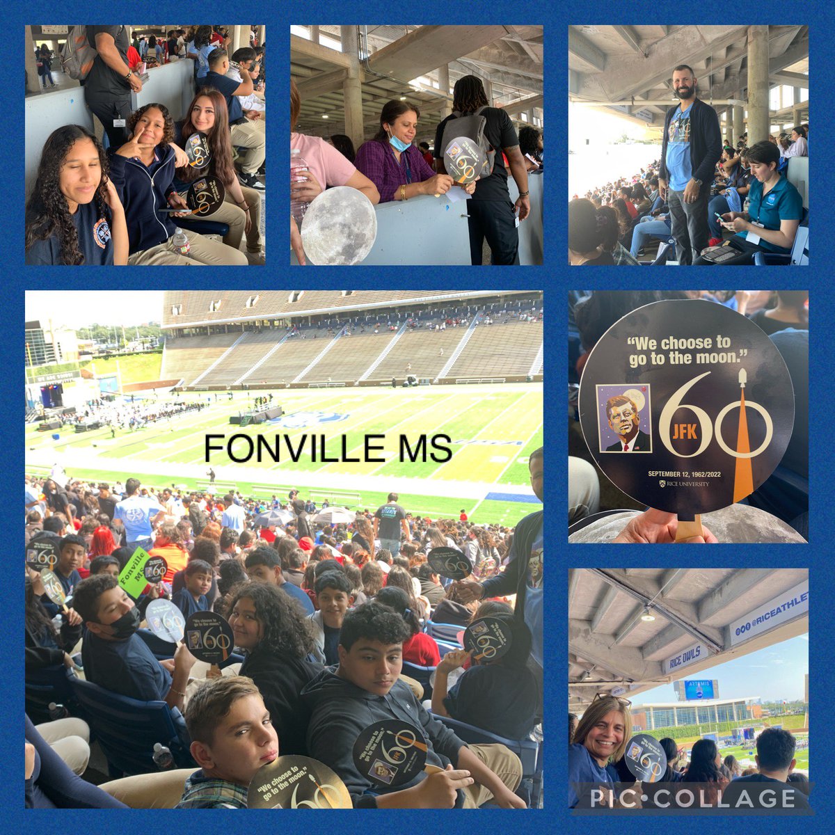 Fonville_MS's tweet photo. Thank you @RiceUniversity and @NASA for inviting students from all over to be part of the 60th year anniversary of JFK's moon speech. @HISD_ProjectEx #hisd https://t.co/2tlcgNb5Us