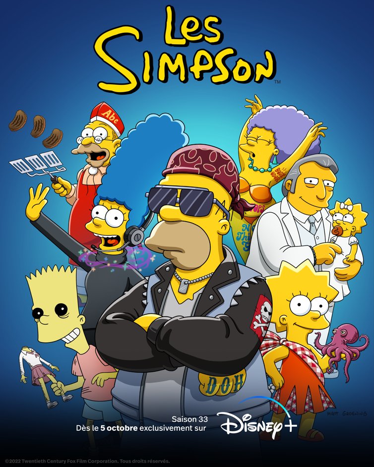 DisneyPlusFR's tweet photo. Ils reviennent bientôt. 🙌 Retrouvez la saison 33 des Simpson en streaming dès le 5 octobre exclusivement sur #DisneyPlus. https://t.co/bNZRhoIp76