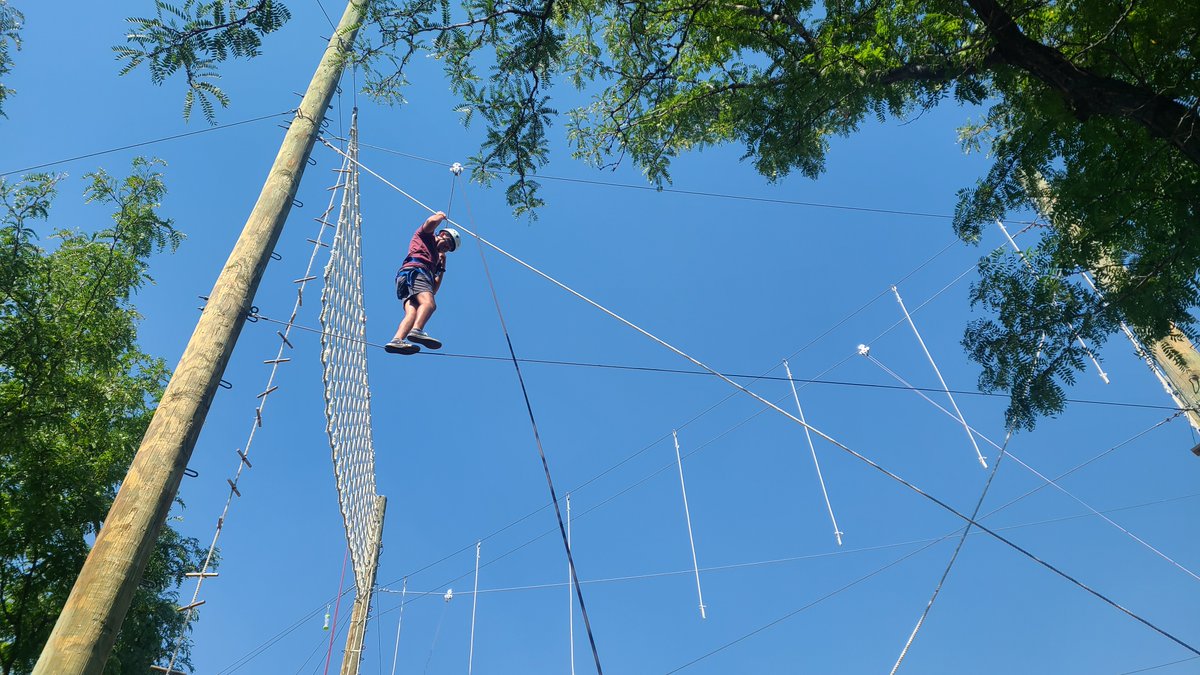A few of our SLC and St. George 1st year students got together to try their skills at a ropes course last Friday! They look like professionals from where we're standing. #uofupt #HMHIROPES