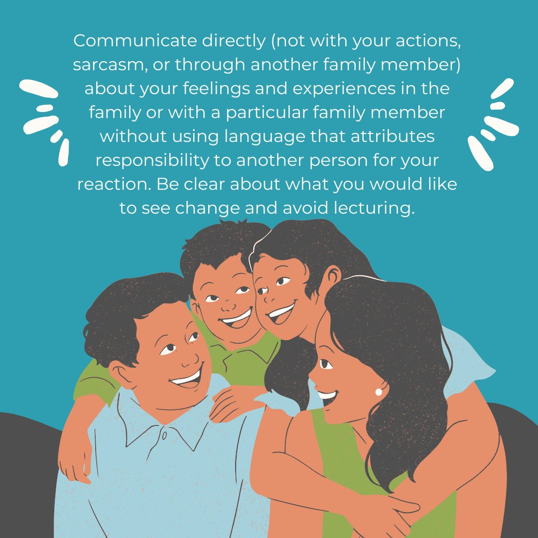 Ask for feedback from family members about how they might like to solve the problem and reward each other for the progress you all make. Rewarding each other would hopefully lead to better future #communication and behavior.