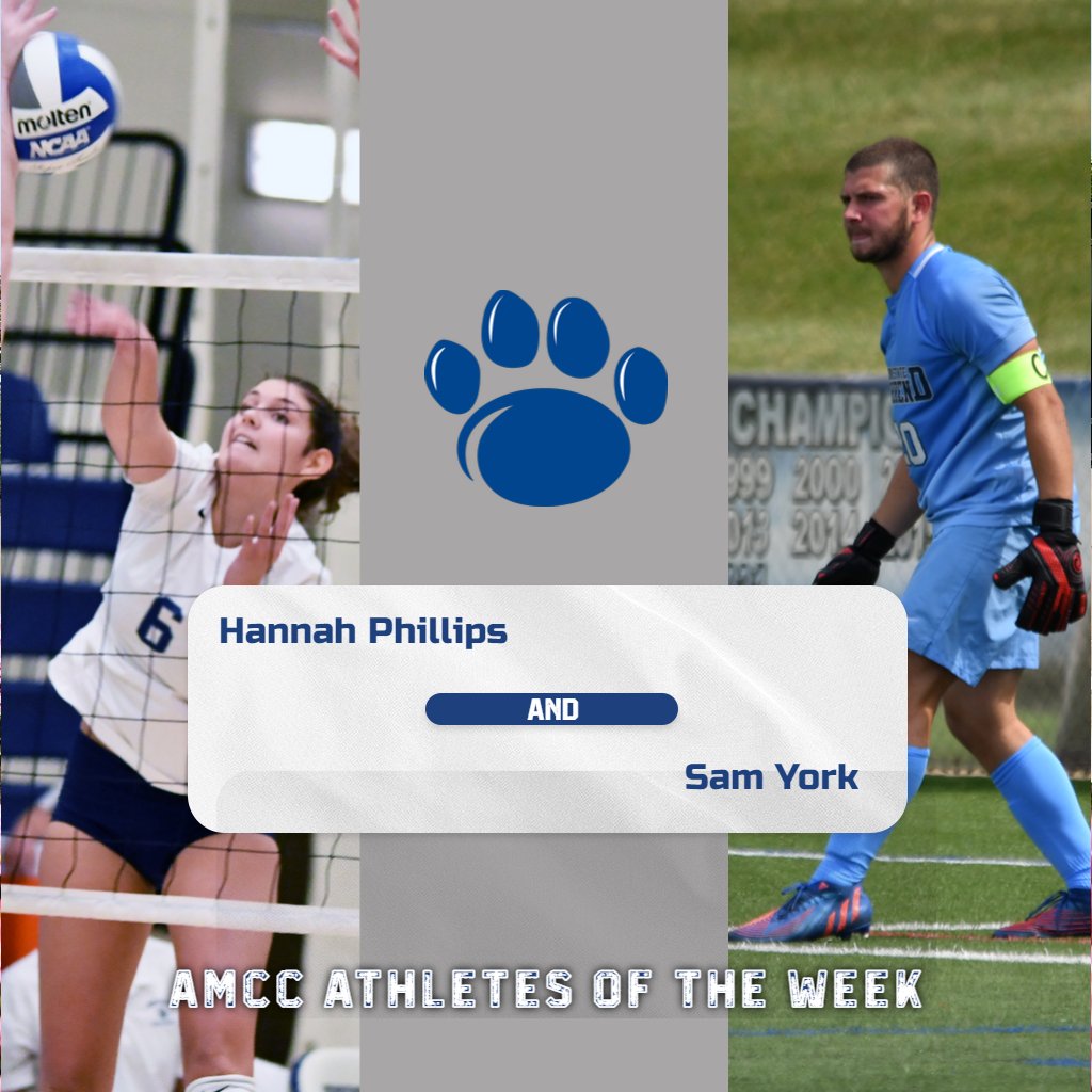 PSBAthletics's tweet image. AMCC Athletes of the Week!
Hannah Phillips - @psbvolleyball - 60 kills, 57 digs in three matches
Sam York - @behrendmsoc - 5 saves, two wins, one shutout