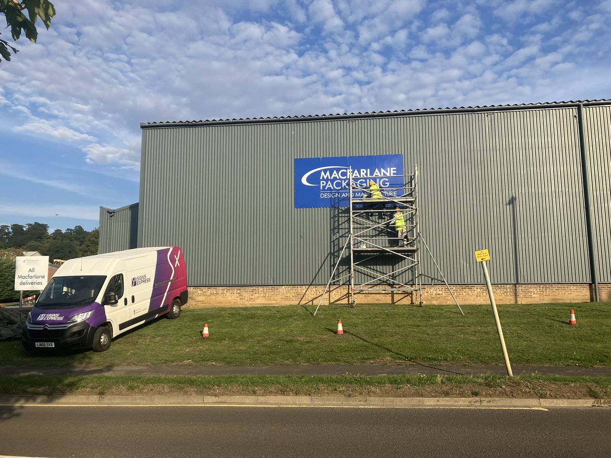 We have been busy over the past week providing rebranded signage for Macfarlane Packaging. Multiple access methods were required depending on the location and size of the sign. We are so pleased with the results #bespoke #signage #solutions #grantham #newark #boston #bourne