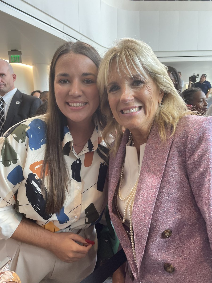 MsStephensonGCS's tweet photo. So exciting to meet @FLOTUS and @SecCardona kicking off the #EDBusTour22 ! @GCSchoolsNC @CheriKeels #RoadToSuccess https://t.co/uPaPEVQ49Z