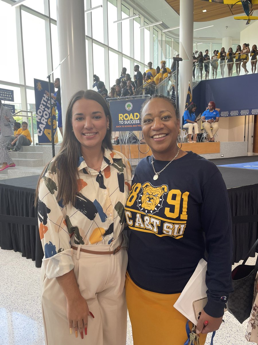 MsStephensonGCS's tweet photo. So exciting to meet @FLOTUS and @SecCardona kicking off the #EDBusTour22 ! @GCSchoolsNC @CheriKeels #RoadToSuccess https://t.co/uPaPEVQ49Z
