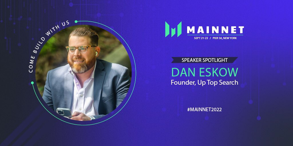 UpTopSearch's tweet photo. We're very excited to announce our Founder @dan_uptop will be a guest speaker at #Mainnet2022 hosted by @MessariCrypto! https://t.co/8OTJQDv0YS