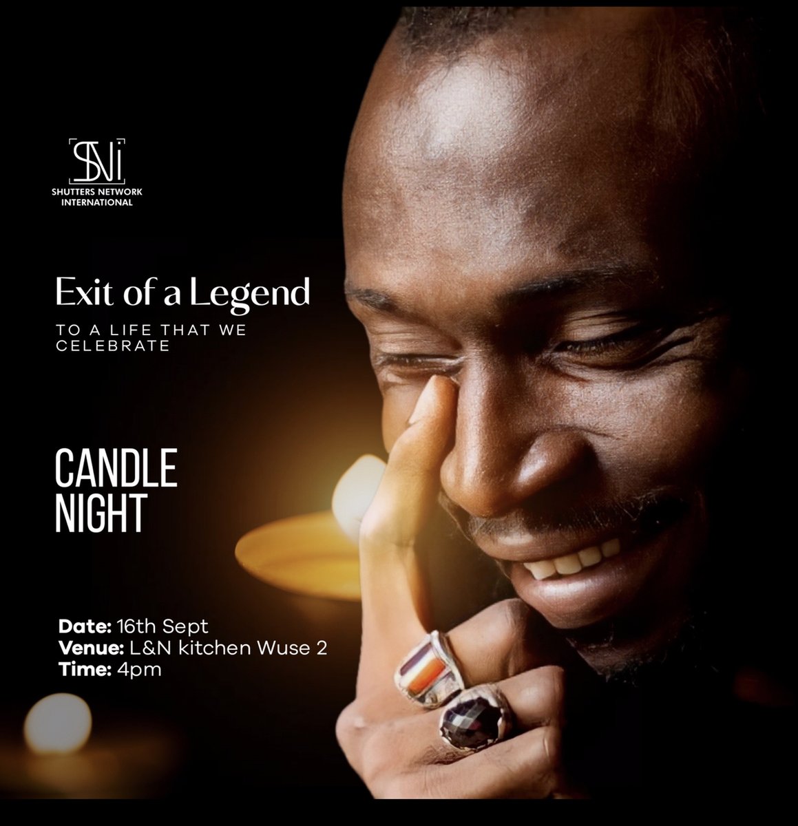 ShuttersNetwork's tweet photo. “Uncle Mukky” as we all fondly called him, was a beaming ray of sunlight in our community. Always quick to help out even at his own expense. He will be dearly missed.

Please Join us this Friday as we hold a candle in honor of our brother.
.
.
See flyer for details. https://t.co/CH2Hb5Qxxx