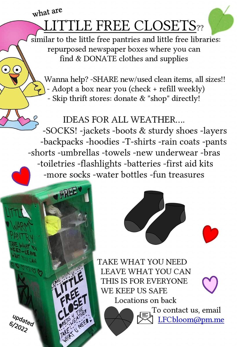 GingerEccentric's tweet photo. Taking a moment to promote a project close to my heart. If your town has Little Free Closets, please promote their locations &amp; keep them stocked. If you don't, please build &amp; stock some in your areas straight away! They are always needed, especially this time of year. https://t.co/UW67UlOgtT
