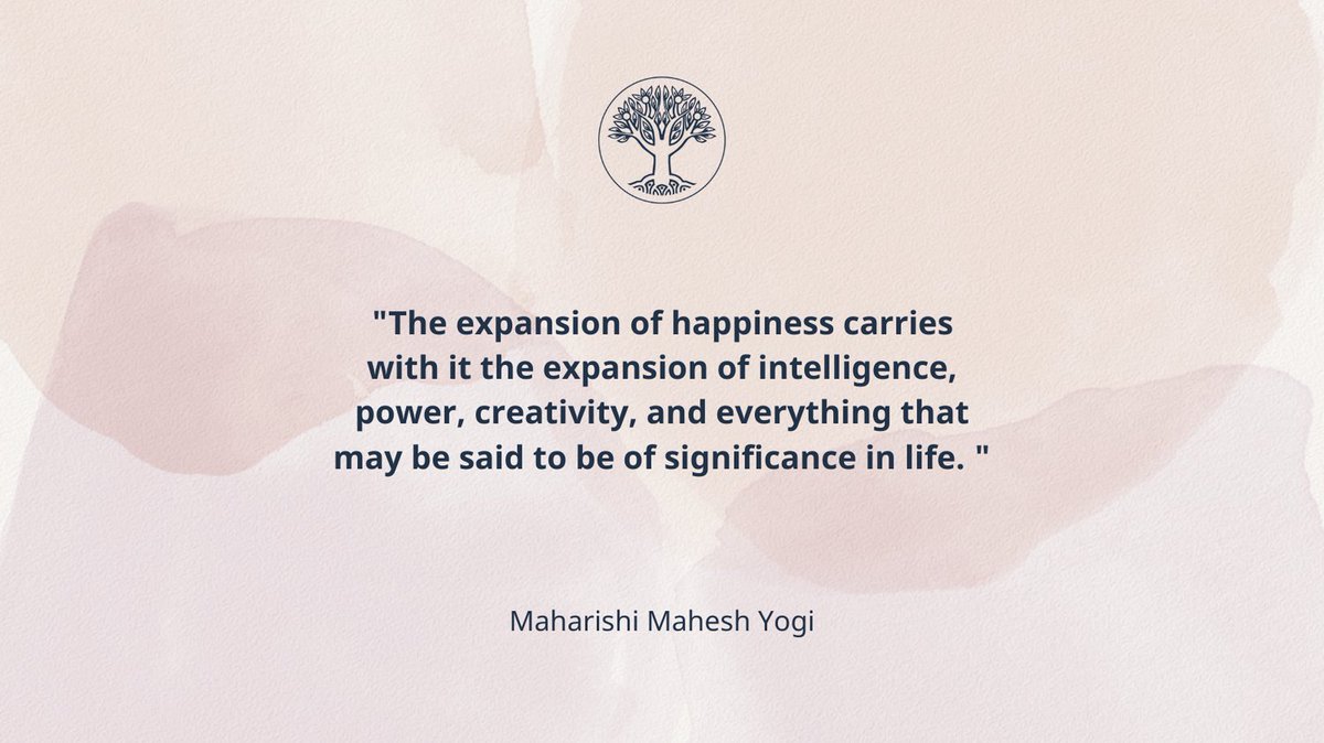 TM_Canada's tweet photo. “Life begins in a natural way, it evolves, and happiness expands. The expansion of happiness carries with it the expansion of intelligence, power, creativity, and everything that may be said to be of significance in life.” – MMY
 
Positive energy is attractive and contagious. https://t.co/iMCIJOCvtv