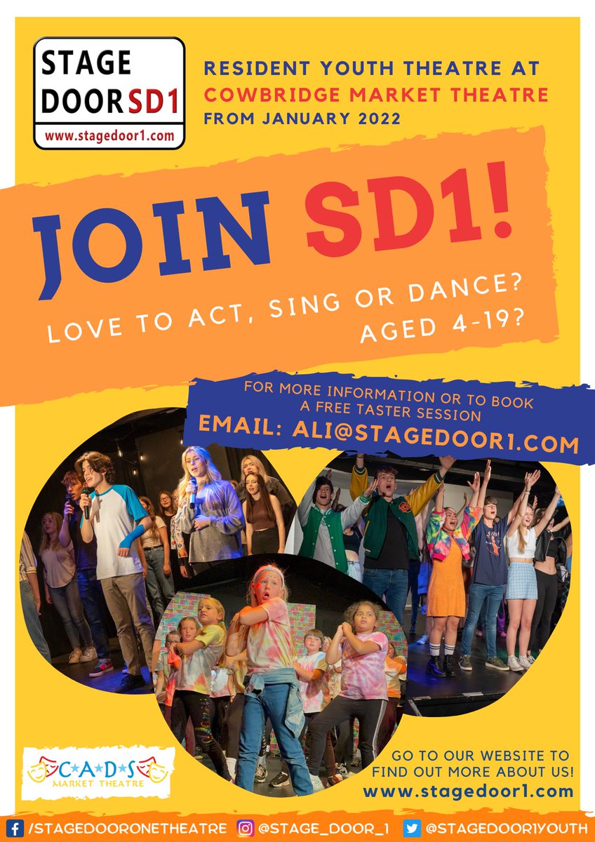 stagedoor1youth's tweet photo. Do you love to act, sing or dance? Are you aged between 4 and 19? If the answer is ‘YES!’, we think Stage Door 1 is the place for you!🎭 We’ve got some exciting projects coming up over the next few months, and we’d love you to join us! Head to our website to find out more! 🤩 https://t.co/LbdMAuzeSt