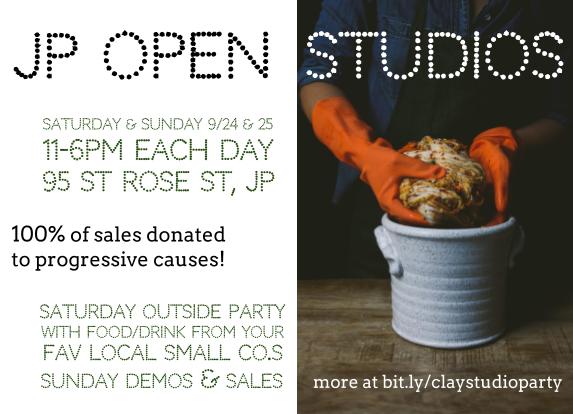 BostonPotter's tweet photo. #JPopenstudios Sept 24/25 & 100% of my sales will be donated to progressive causes! Saturday i'll have lots of food/drink/pottery OUTSIDE in my backyard & sunday i'll be doing demos + "selling" any left overs. More at https://t.co/2G7YcAFgFy #jamaicaplain #jamaicaplainopenstudios https://t.co/uSG9iEgLkQ
