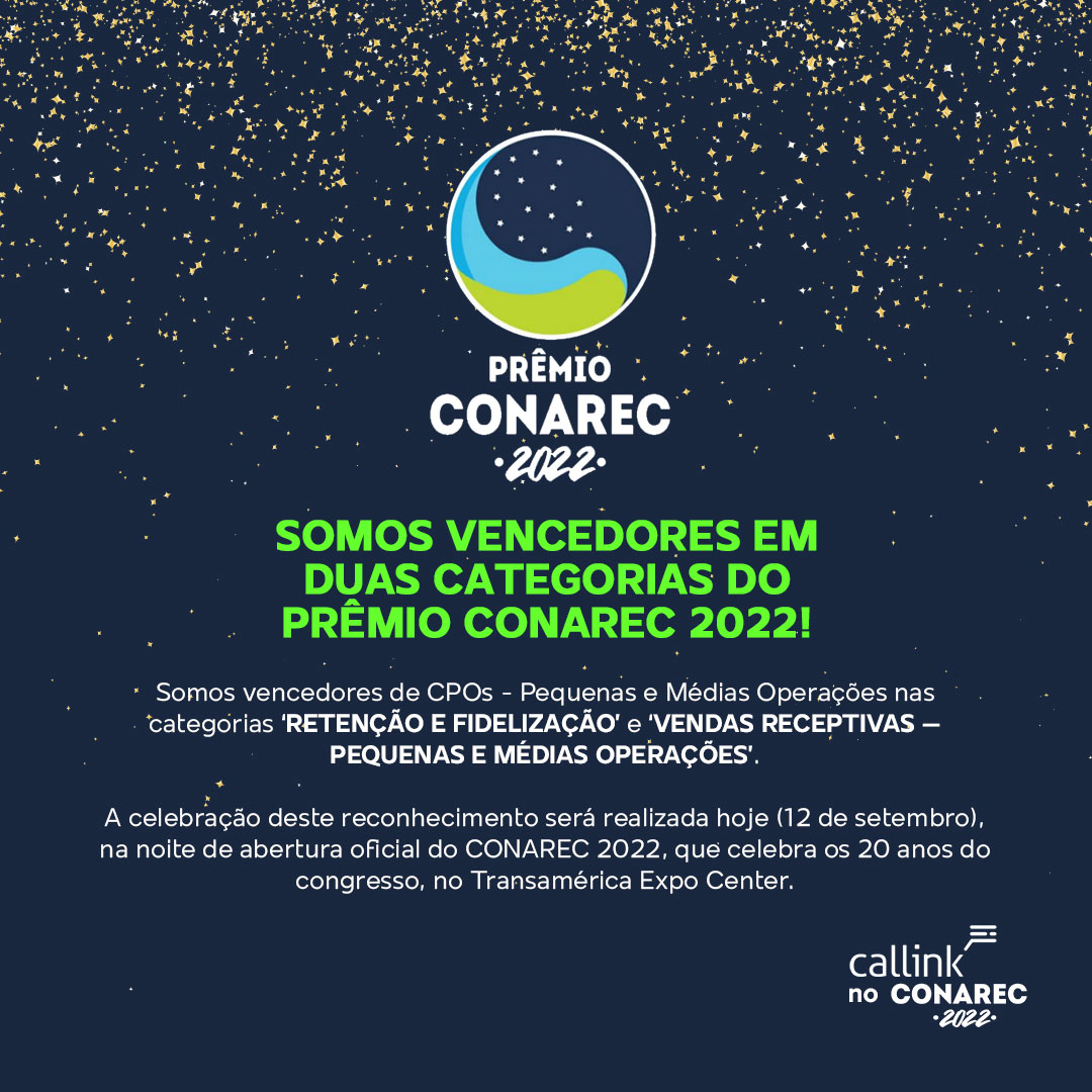 Callinkclk's tweet photo. Somos destaque do @Conarec 2022, sendo vencedores de CPOs - Pequenas e Médias Operações nas categorias ‘RETENÇÃO E FIDELIZAÇÃO’ e ‘VENDAS RECEPTIVAS – PEQUENAS E MÉDIAS OPERAÇÕES’. A celebração deste reconhecimento será realizada hoje, na noite de abertura oficial do evento!🏆✨ https://t.co/ELqxj9oCD1