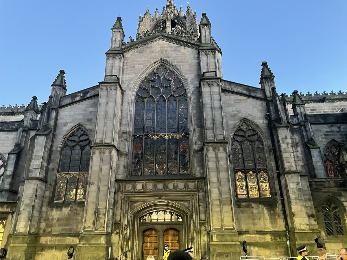 You couldn't plan this - I'm outside St Giles where the Queen lies in state.