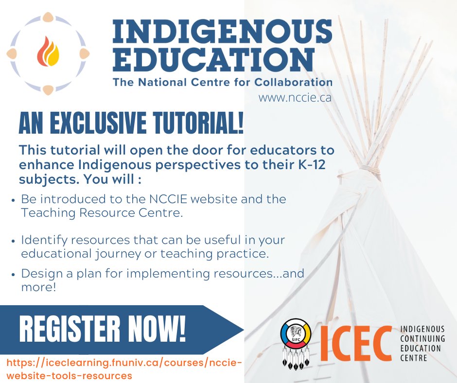 The First Nations University of Canada, Indigenous Continuing Education Centre (ICEC), is proud to offer you an exclusive tutorial! This free online tutorial is designed to highlight the educational videos, stories, and lessons available on the NCCIE website!
