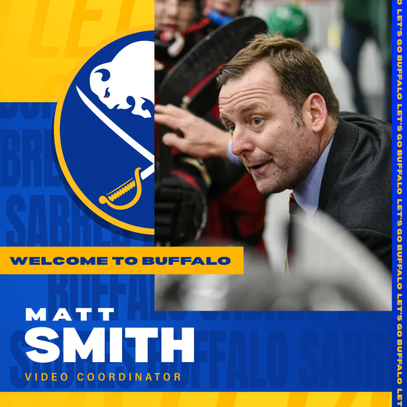 BuffaloSabres's tweet photo. We are thrilled to welcome Matt Smith to our coaching staff as a video coordinator.

Welcome to Buffalo, Matt!