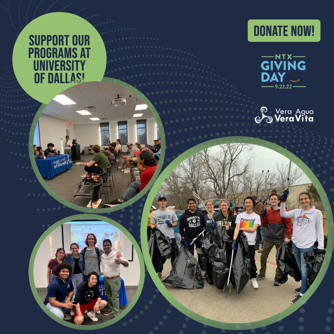 Double your donation to Vera Aqua Vera Vita now until Sept. 22 -- help us reach our $35,000 goal!  northtexasgivingday.org/organization/v…

Together we can bring True Water True Life to DFW! 

#NorthTexasGivingDay #NtxGivingDay #Donate #Fundraise #UniversityOfDallas #GiveWithPurpose