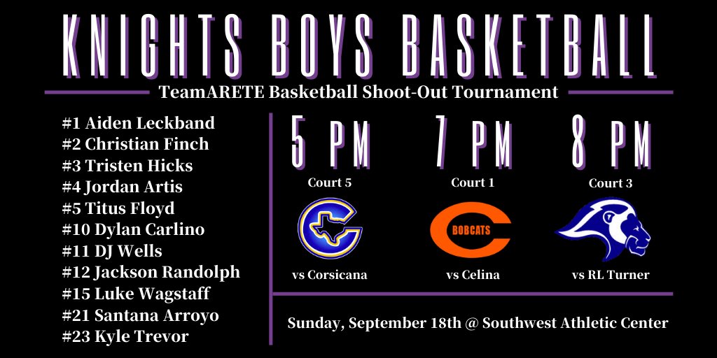 ihsknightnews's tweet photo. @IHSKnightsBBall is participating in the @TeamAreteBB Shoot-Out Tournament this Sunday, September 18th. Come and show your support for our Knights! https://t.co/96PSImmM5w