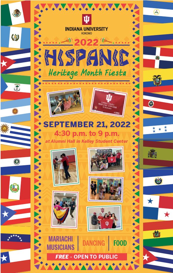 IUKChancellor's tweet photo. Mark your calendars for a huge event on the IUK campus on September 21!  Our Hispanic Heritage Month Fiesta (4:30-9 p.m.) in the Kelley Center will feature live mariachi music, free food, and dancing.  Bring your family and friends! #myiuk https://t.co/oBgl1JWtqM