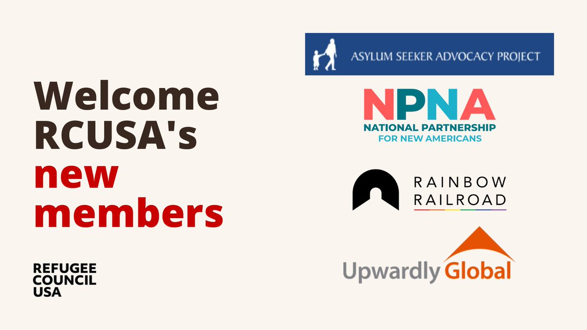 RCUSA_DC's tweet photo. RCUSA is thrilled to welcome @asylumadvocacy @npnewamericans @RainbowRailroad and @UpwardlyGlobal as the newest coalition members! Learn more about these fantastic organizations in our full statement: https://t.co/tpY8aI05o8 https://t.co/DHptGr7XpL