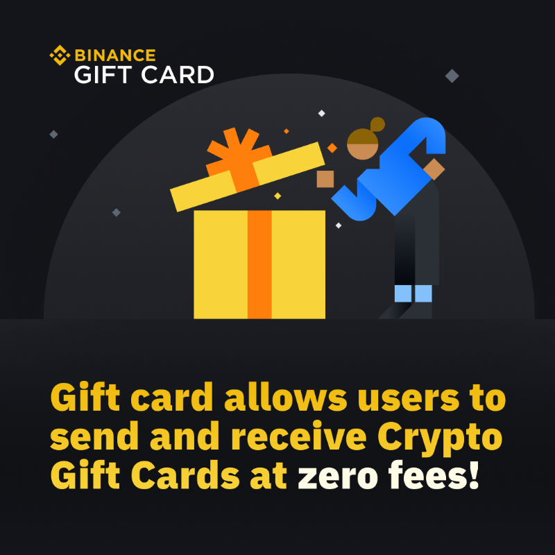 binance's tweet photo. Reasons to use #Binance Gift Card:
 
🔸 Give crypto to anyone, anytime, anywhere.
🔸 Zero fees
 
And more ⤵️