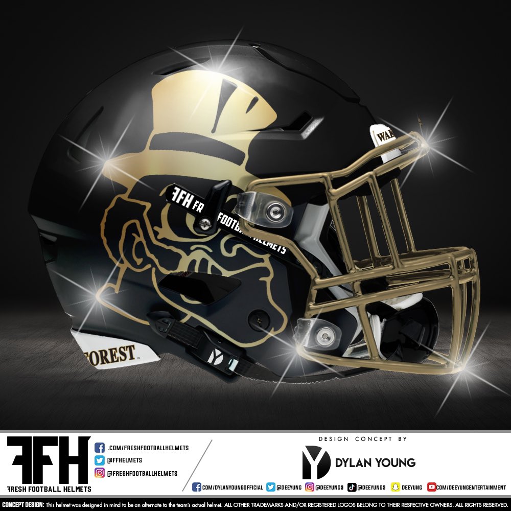 FFhelmets's tweet image. Wake Forest Demon Deacons, college. Design concept by @deeyung. #FreshFootballHelmets @WakeForest #wakeforest #acc